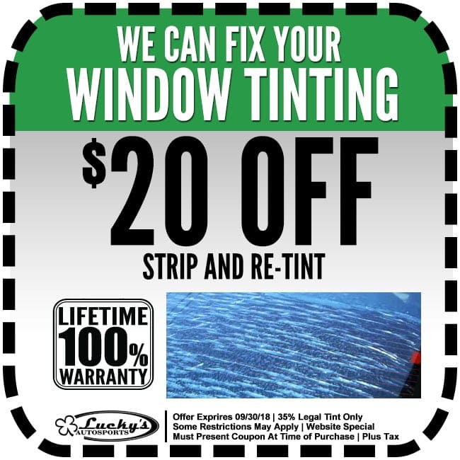 strip and tint coupon Lucky's Autosports