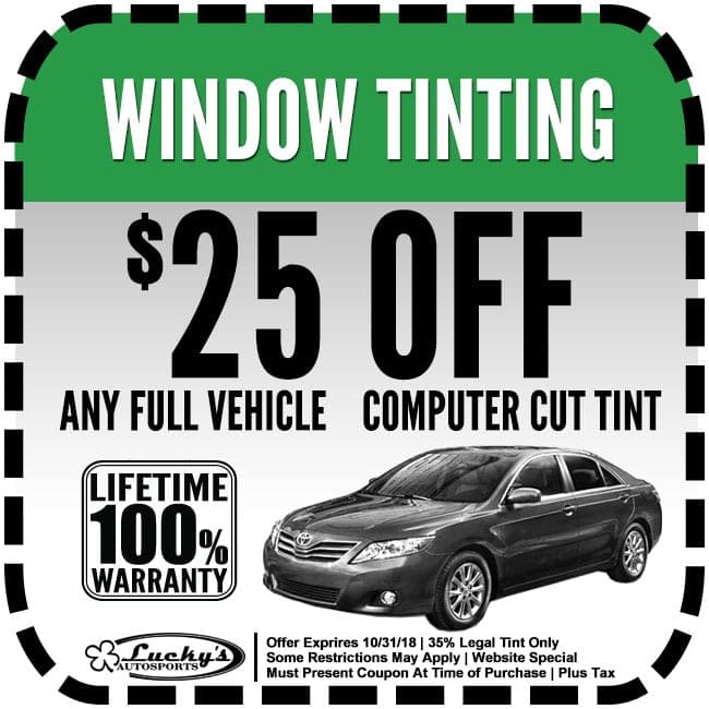 01 october window tinting coupon Lucky's Autosports